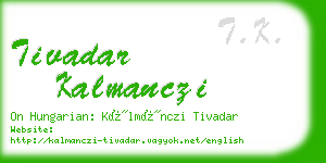 tivadar kalmanczi business card
